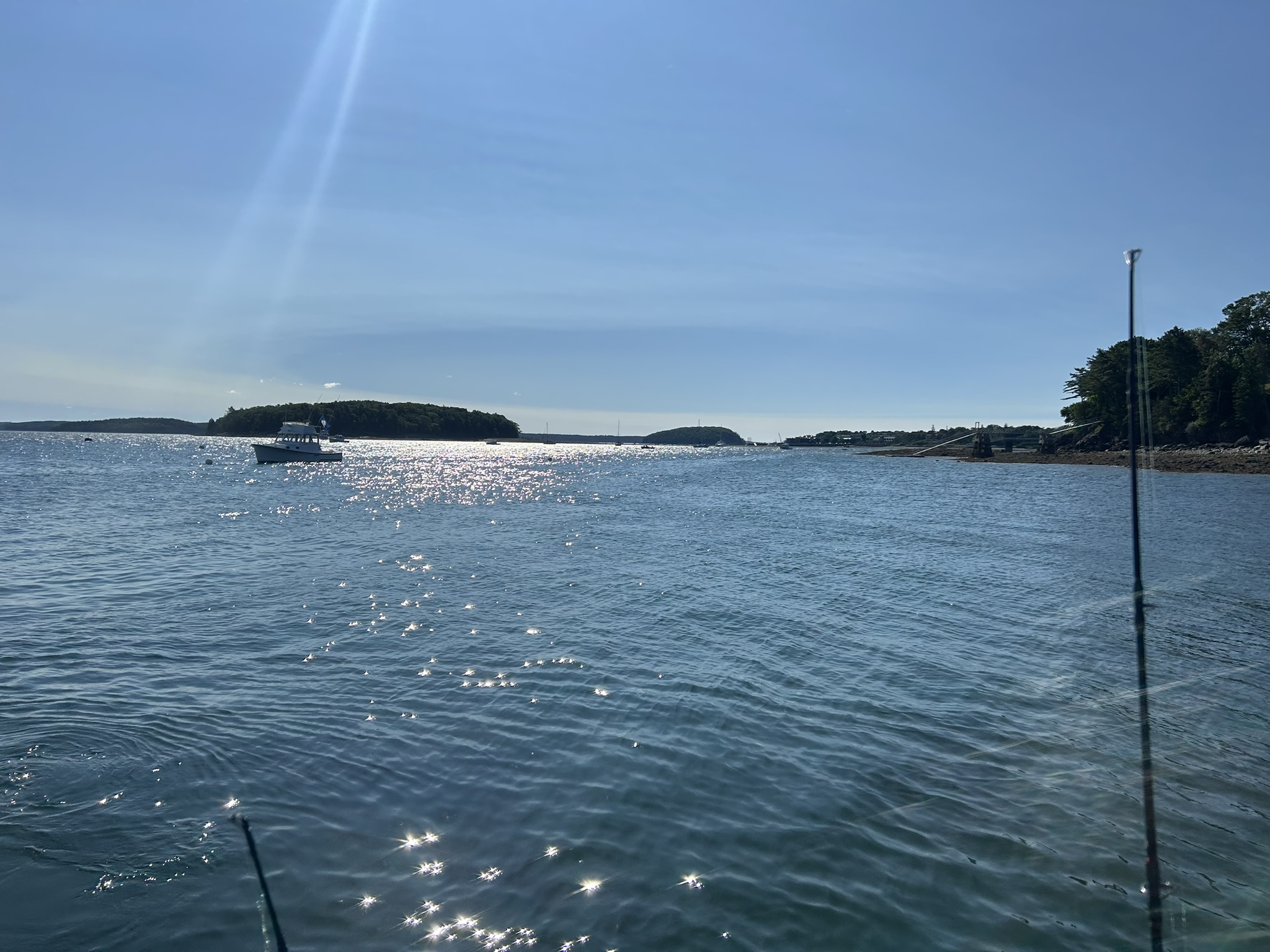 Boat on sparkling water near Acadia